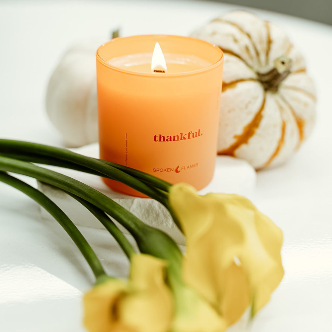 Gratitude Candle for Fall; Spoken Flames Thankful Candle